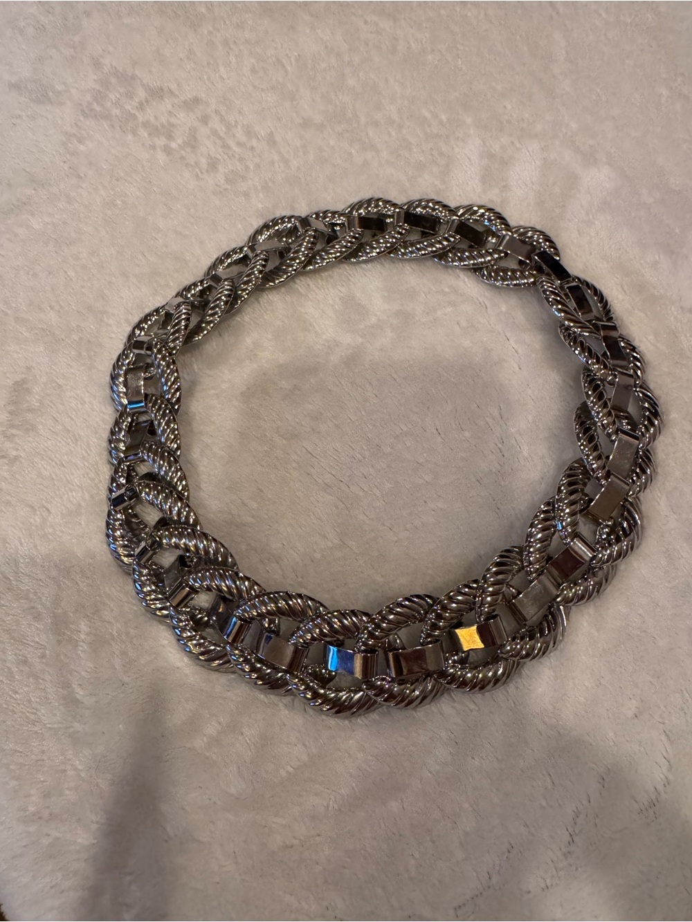 Polished Silver Braided Chain Necklace - Women's Jewelry